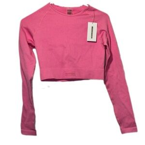 Nova Sport workout ribbed crop top long sleeve in pink